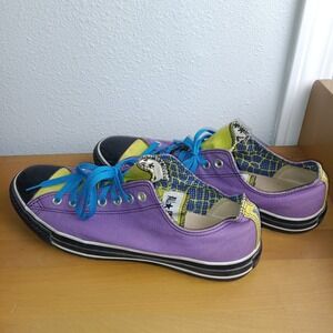 Converse Chuck Taylor All Star Low Top Purple Yellow Blue Lace Shoes Womens 10.5